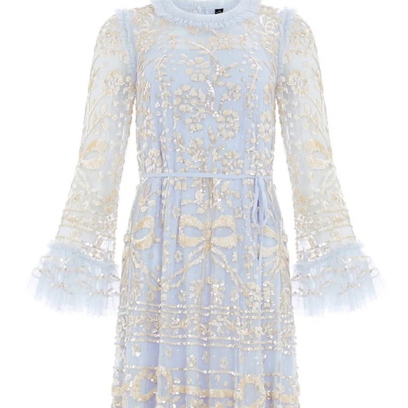 Needle & Thread Dresses & Skirts - Needle & Thread Light Blue and Gold Maxi Dress